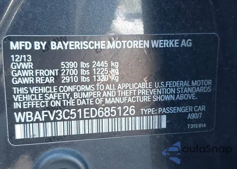 2014 BMW 535D xDrive z USA, uszkodzony, nr VIN WBAFV3C51ED685126